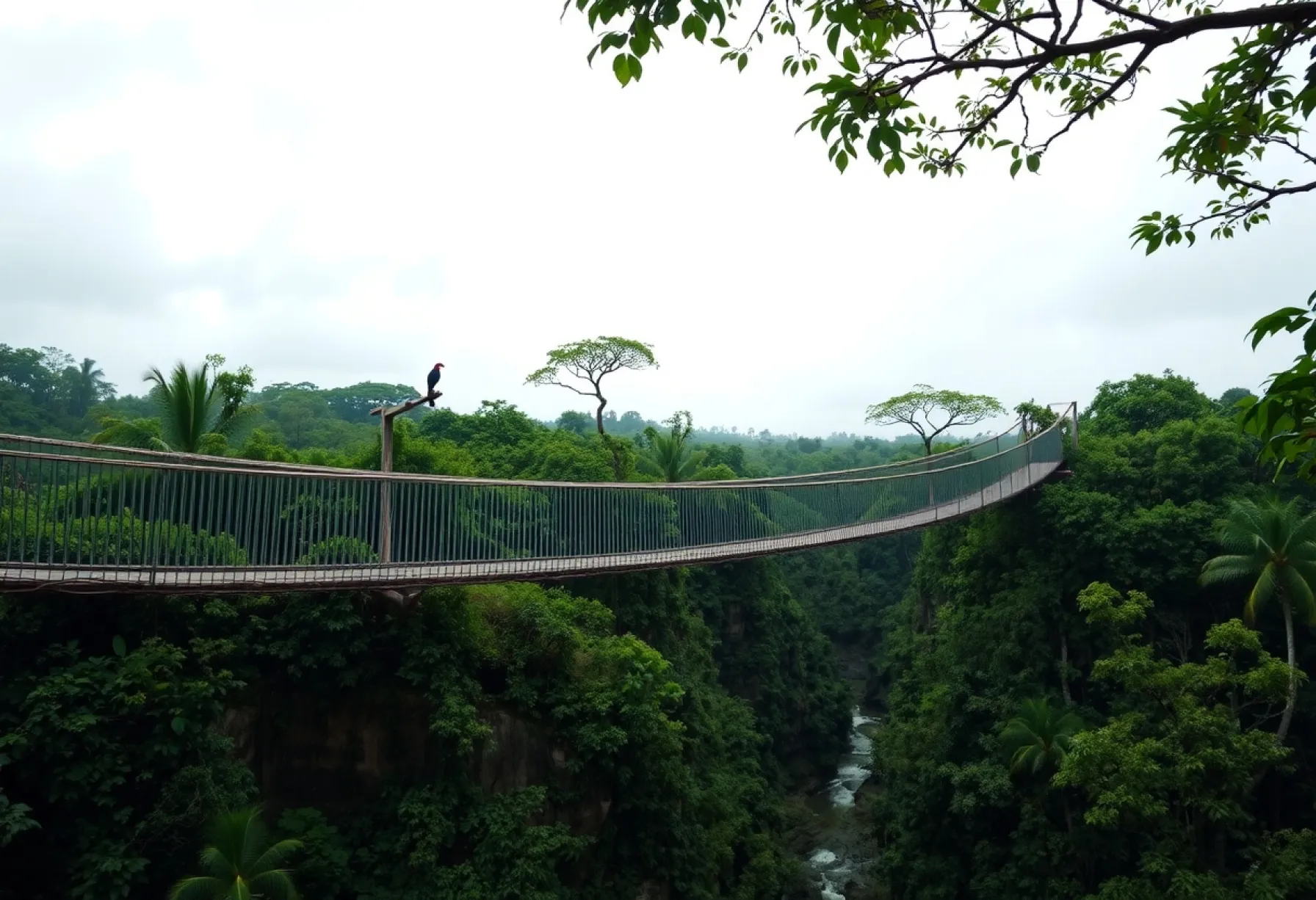 Hängebrücke über Amazonas-Schlucht: Altersspuren und Naturkulisse