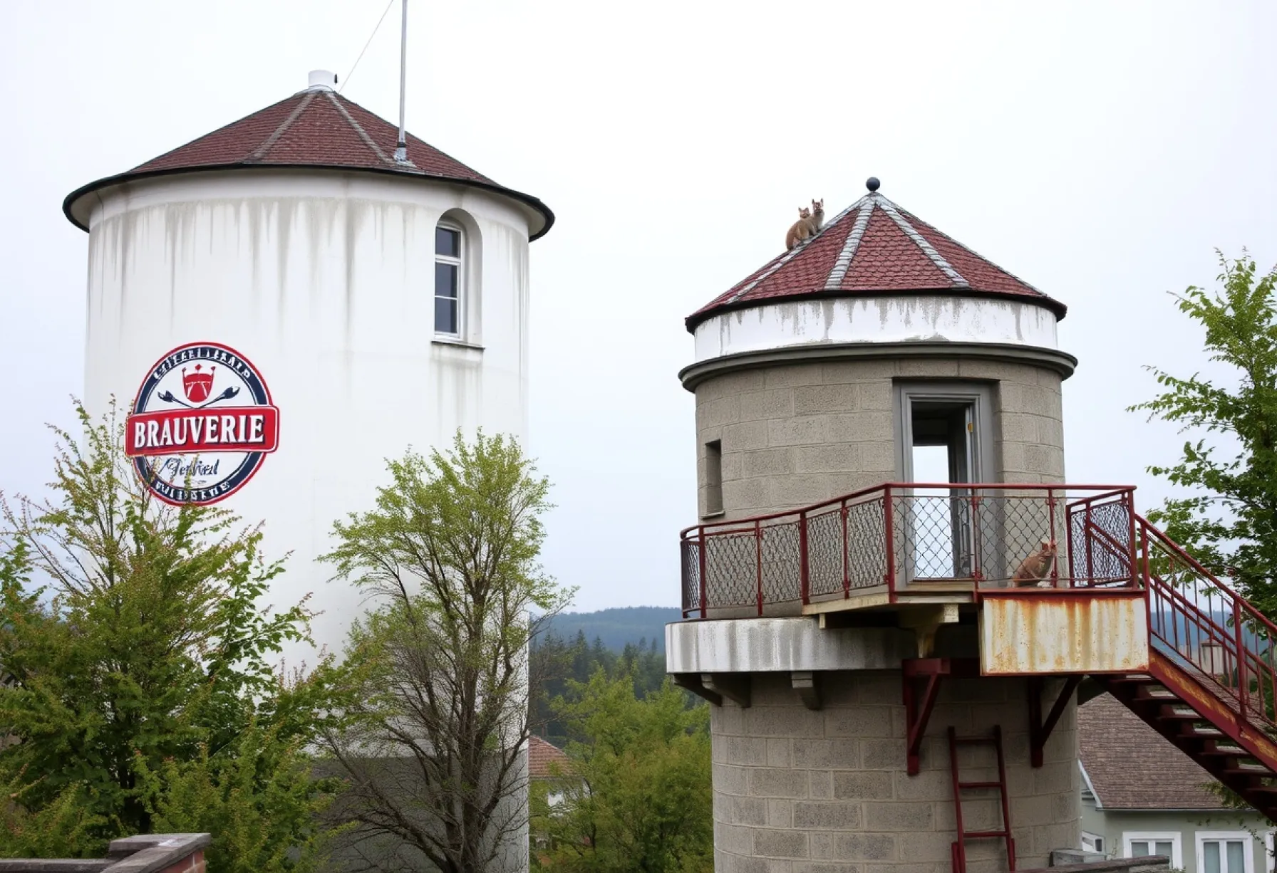 Alter Wasserturm in bayerischer Kleinstadt: Architektur und Verwitterungsspuren