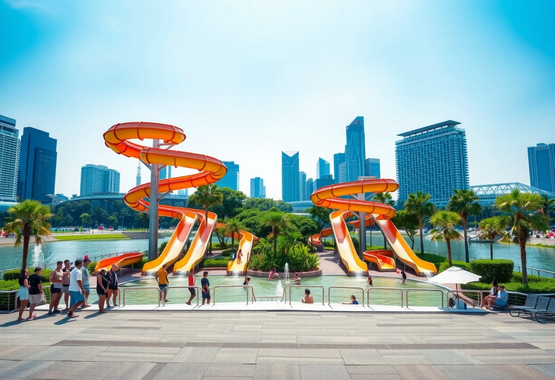 Wasserpark in Singapur: Moderne Architektur trifft auf Freizeitvergnügen inmitten tropischer Umgebung