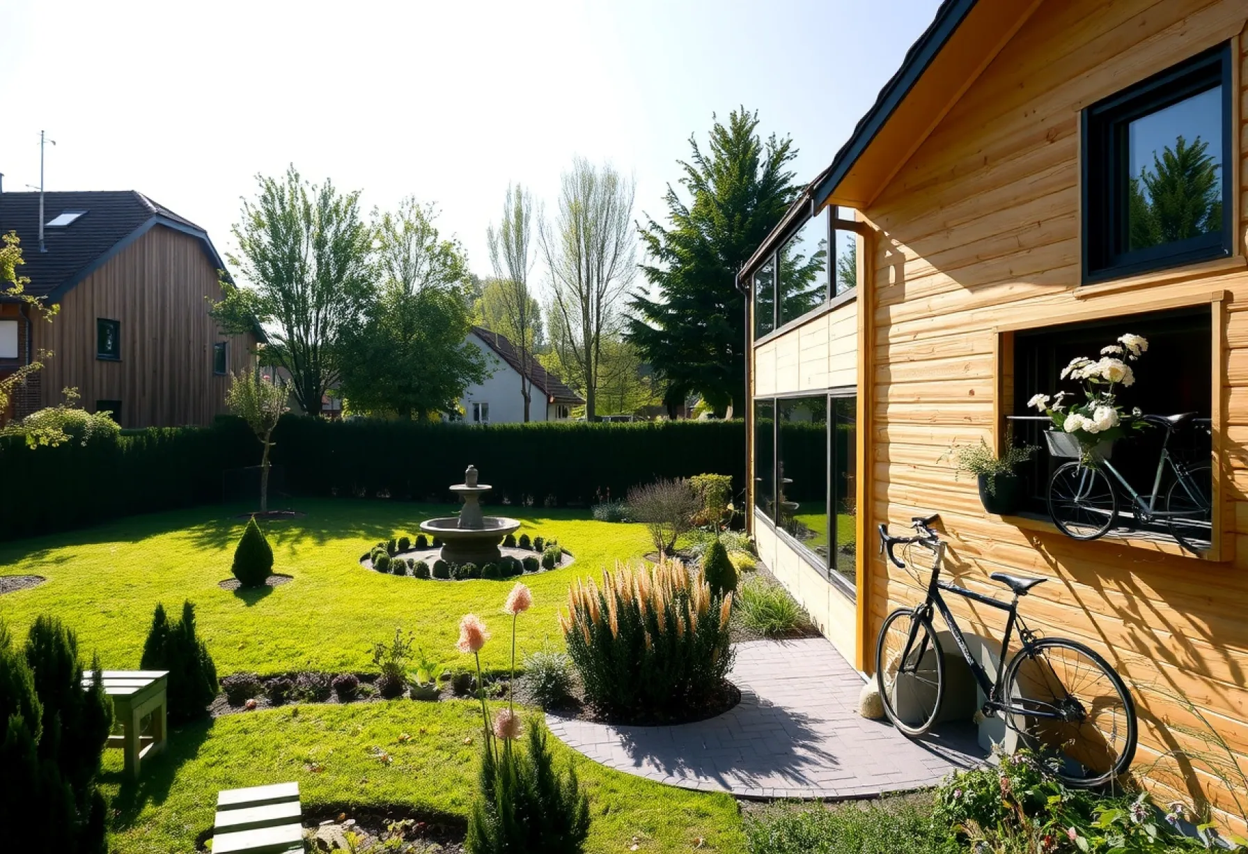Modernes Einfamilienhaus mit Holzfassade und begrüntem Dach am Stadtrand von Kopenhagen