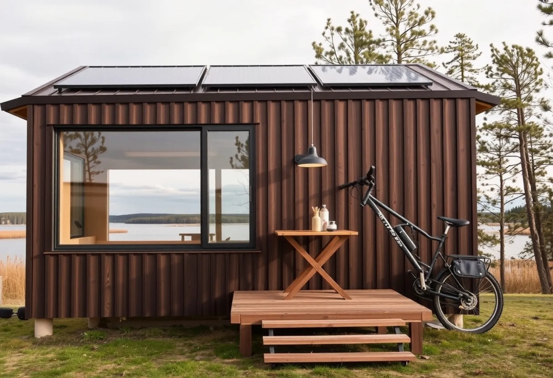 Minimalistisches Tiny House in Schweden: Nachhaltiges Design am Waldrand mit Seeblick und Solarpaneelen