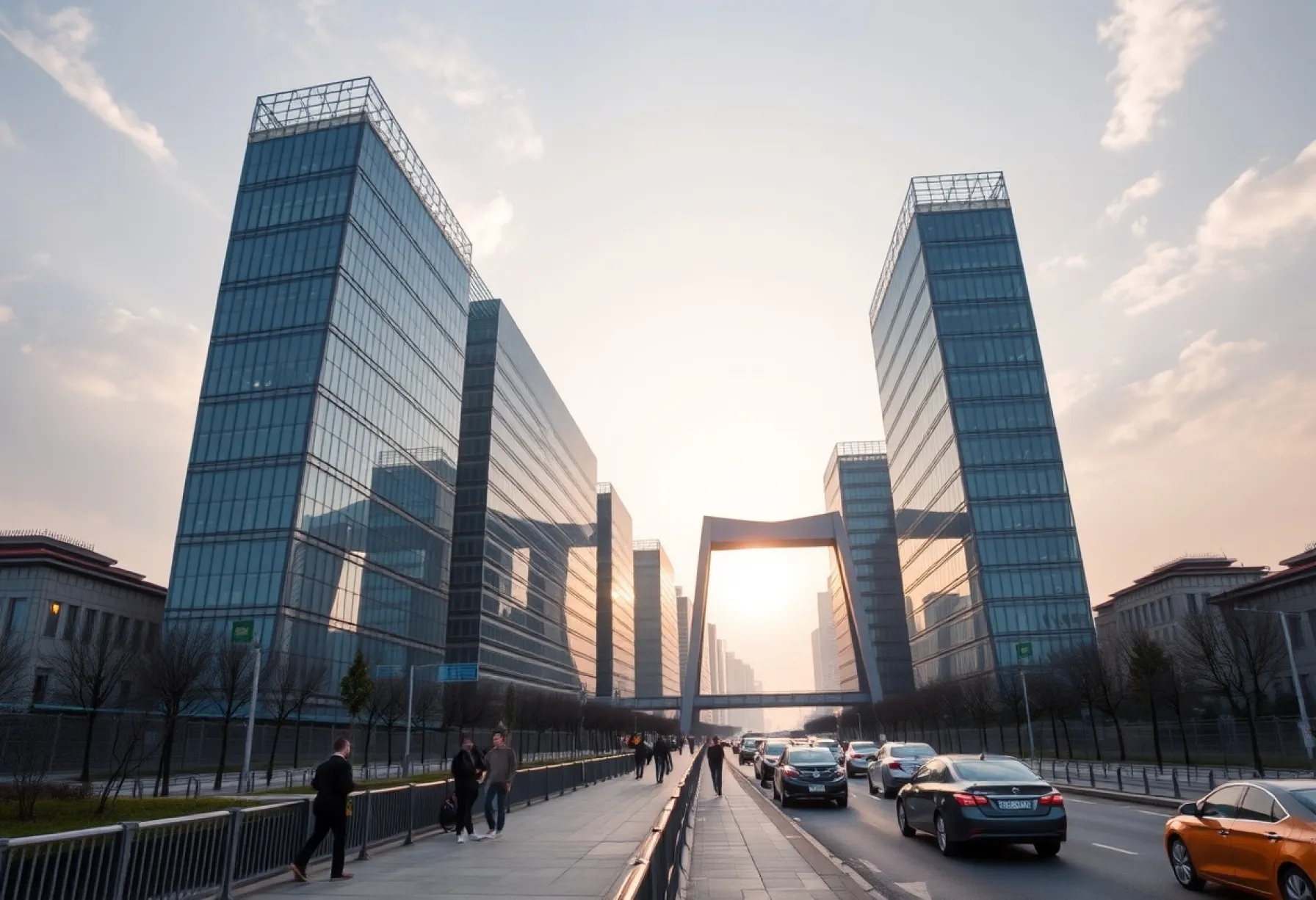 Architektur und Stadtleben: Moderner Wolkenkratzer in Shanghai
