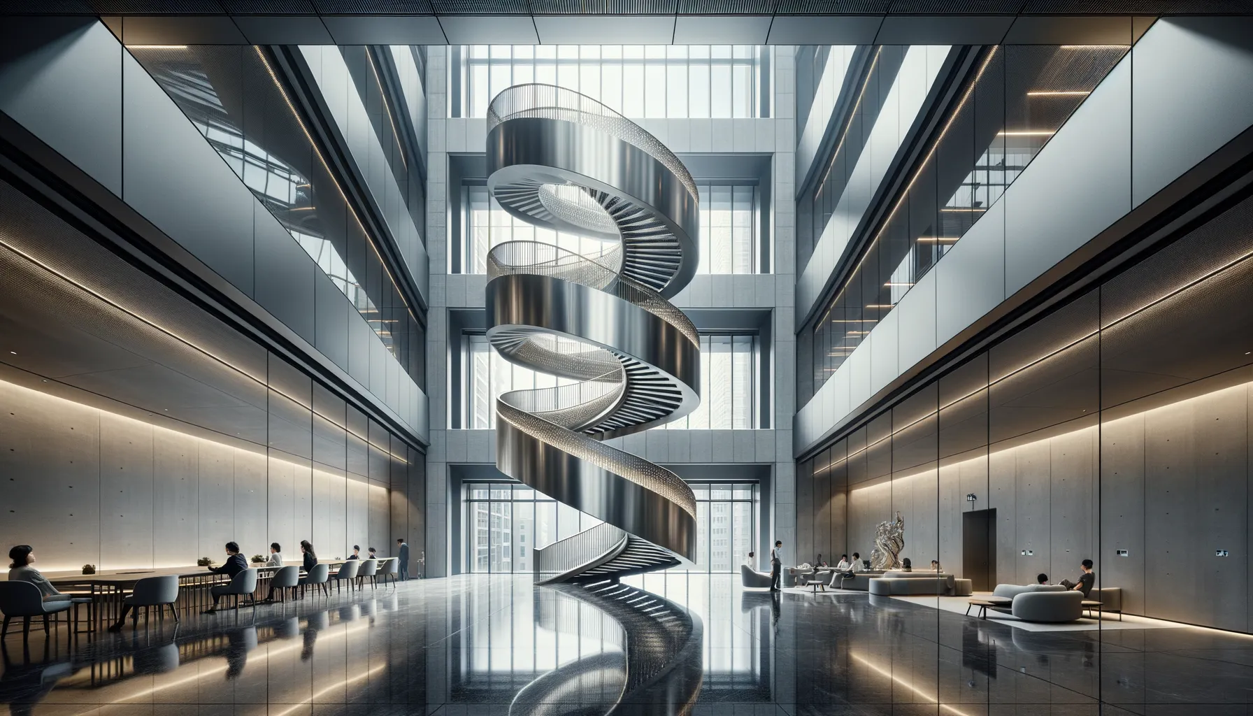 Moderne Architektur und Design im Inneren eines Wolkenkratzers in Hongkong