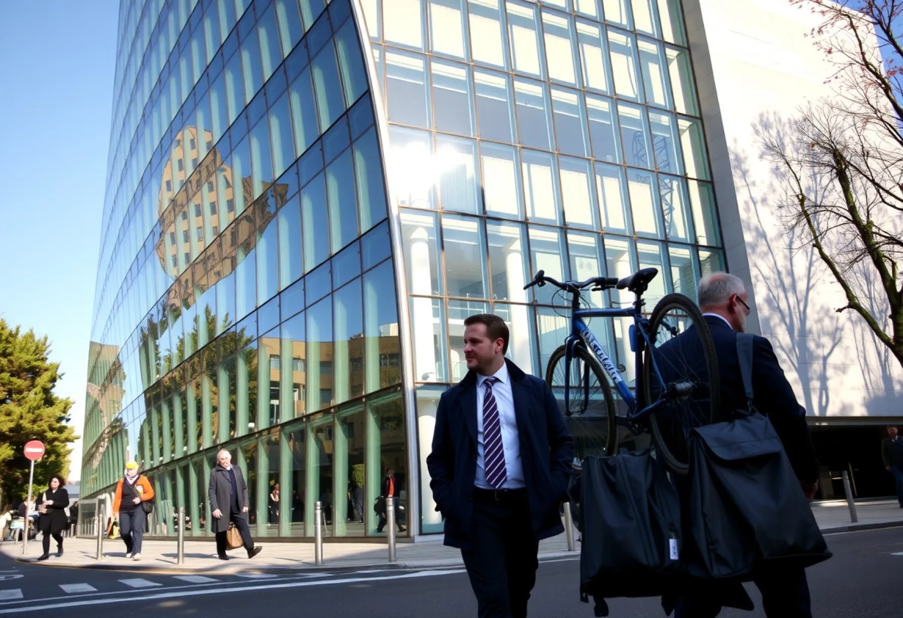Moderne Architektur in Berlin: Glas-Stahl-Fassade mit markantem 45-Grad-Winkel