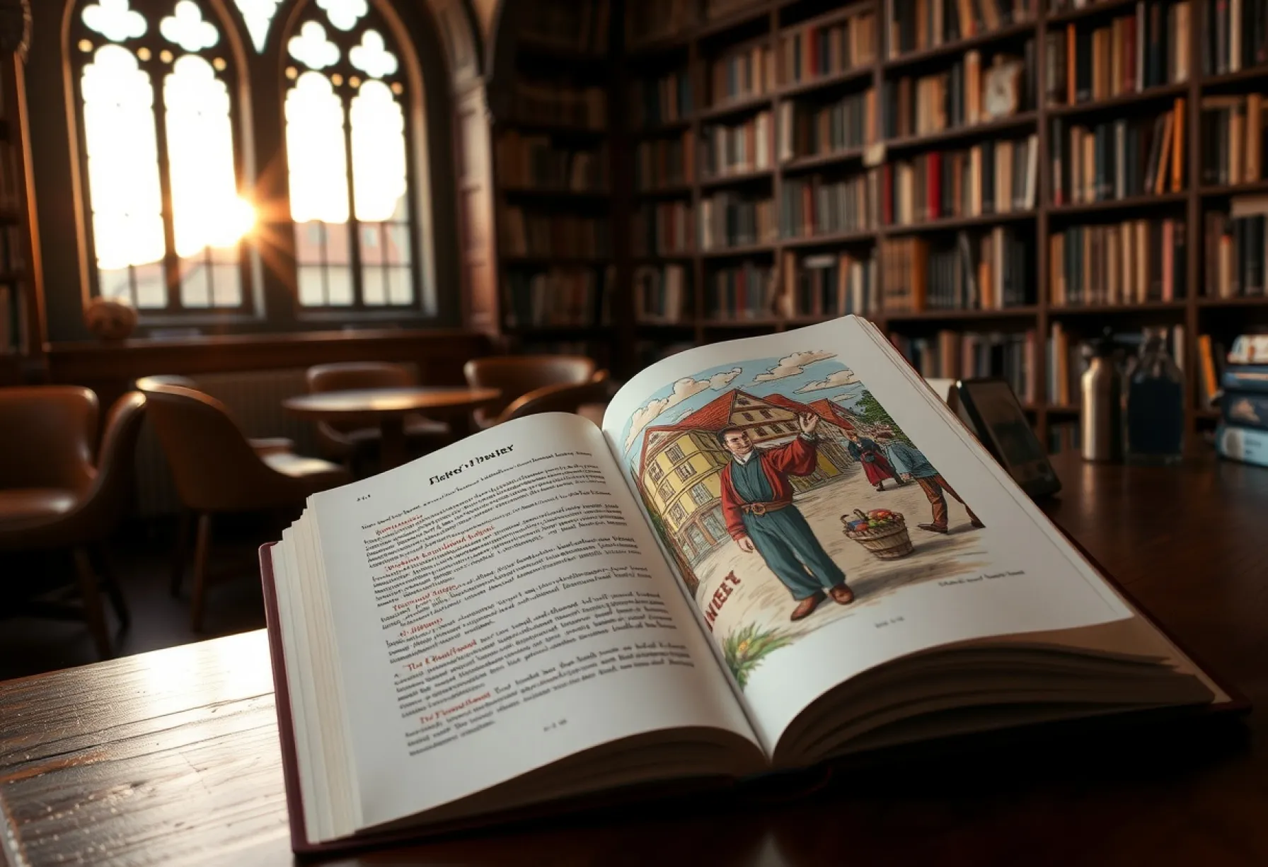 Illustration eines mittelalterlichen Marktplatzes in einer Prager Bibliothek