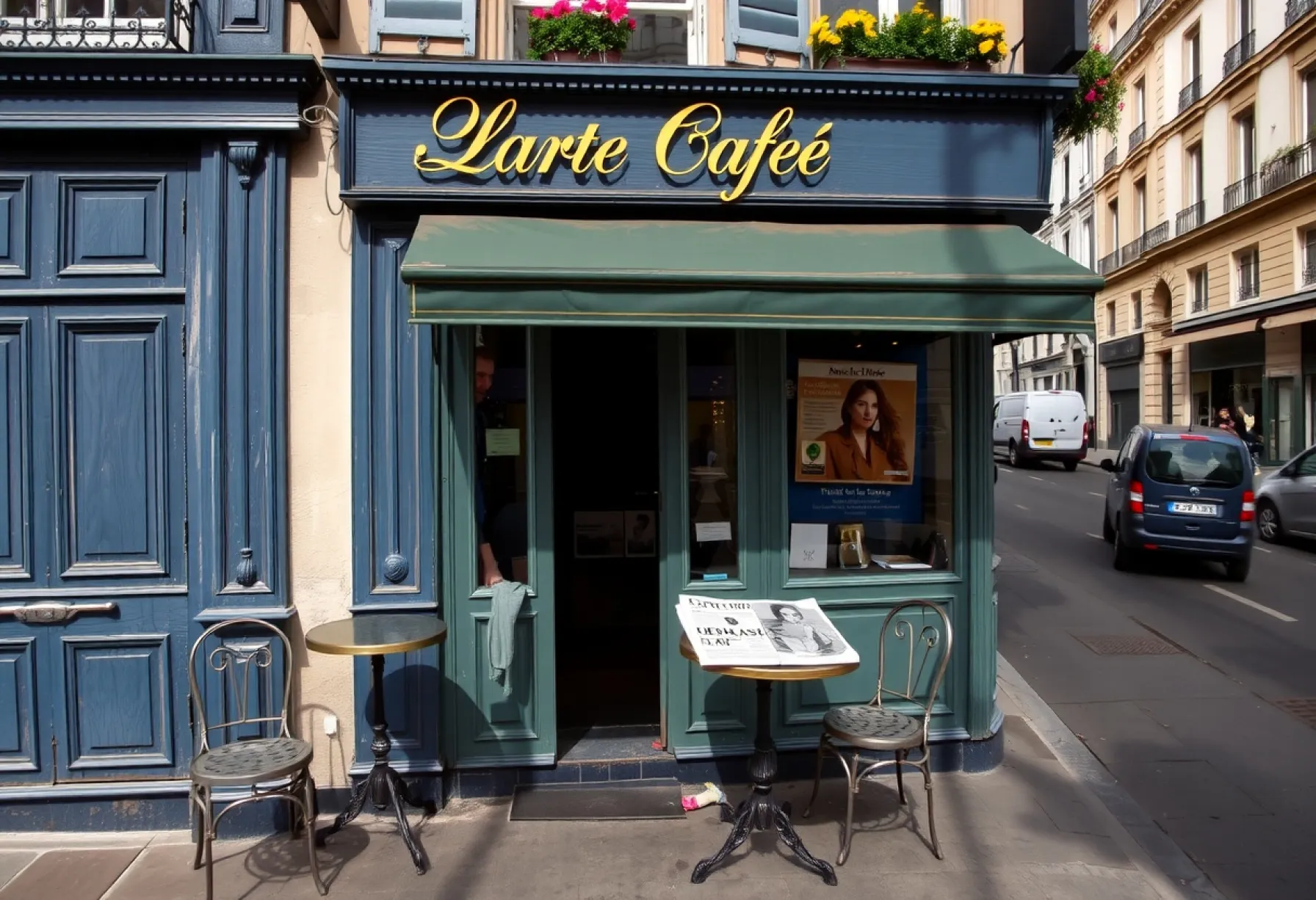 Ruhiger Moment in einem alten Pariser Café im Saint-Germain-des-Prés-Viertel