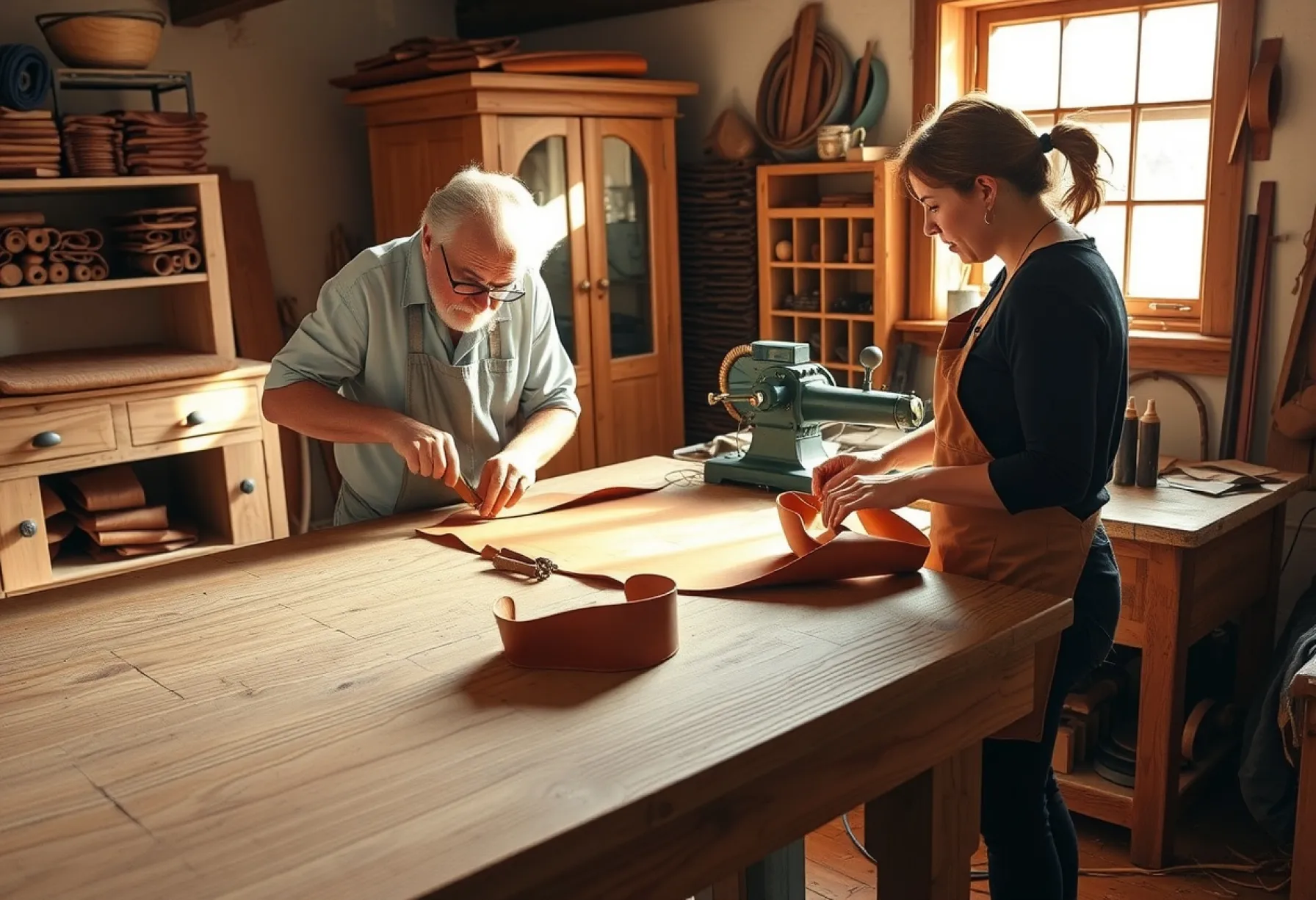 Handwerkskunst in der Toskana: Lederverarbeitung in traditioneller Werkstatt