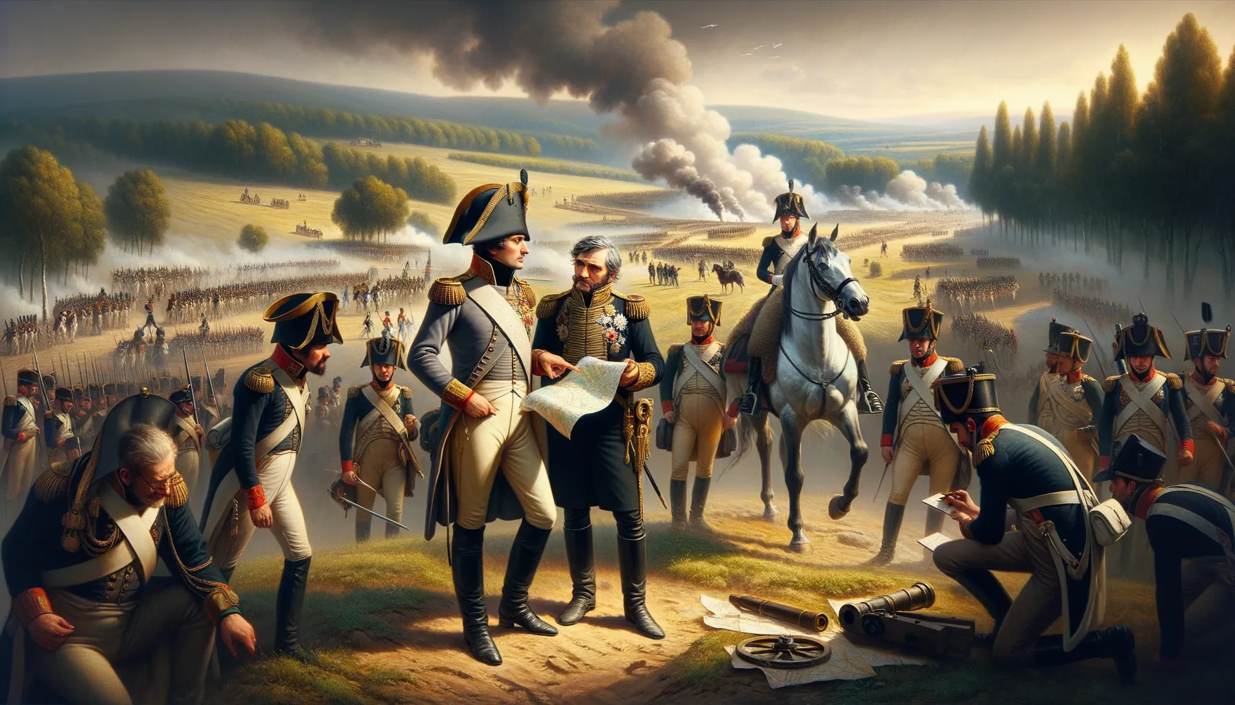 Napoleon Bonaparte und seine Generäle auf dem Schlachtfeld von Austerlitz, 1805