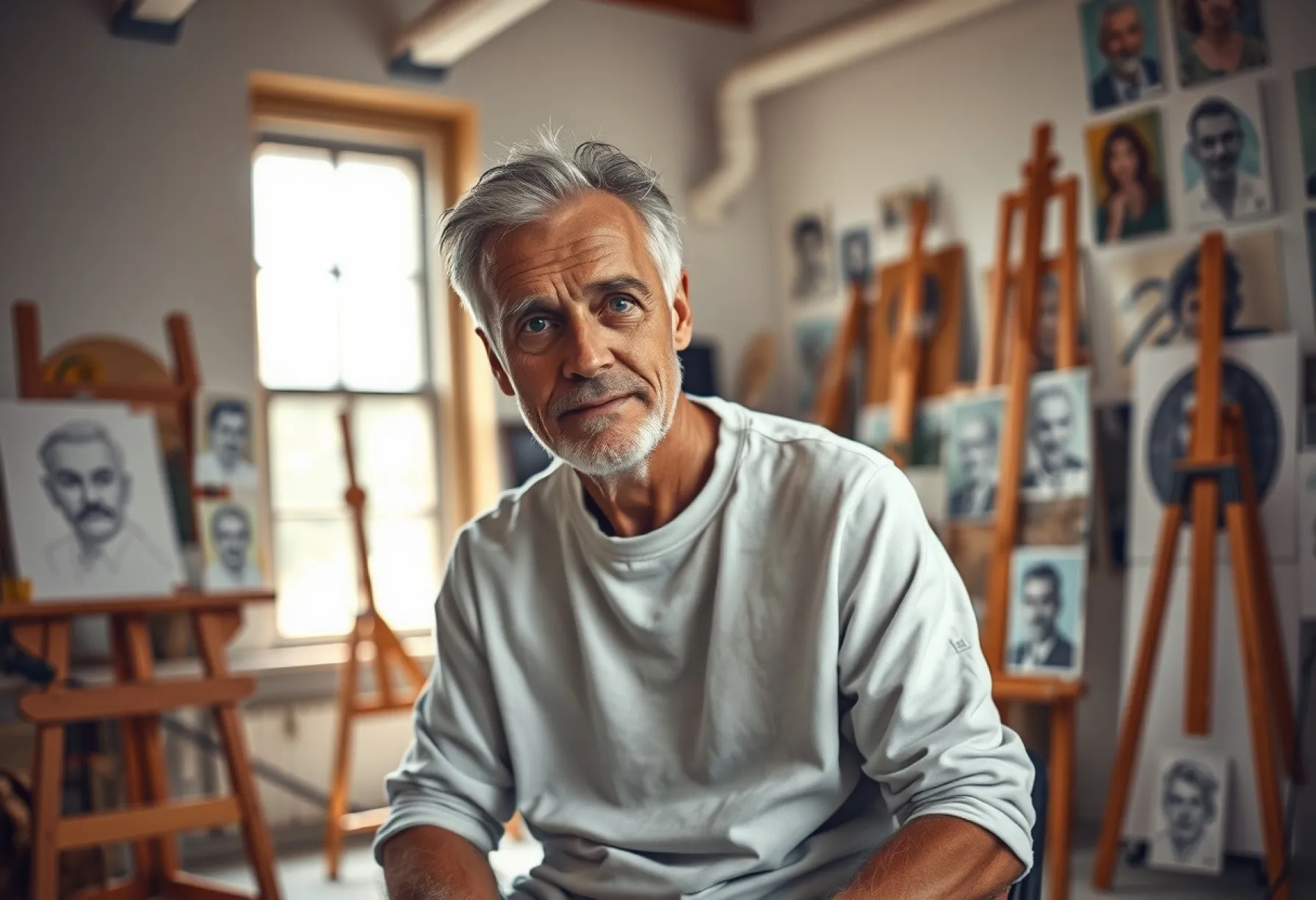 Porträt eines Mannes in einem Atelier: Ruhe und Kreativität im Fokus