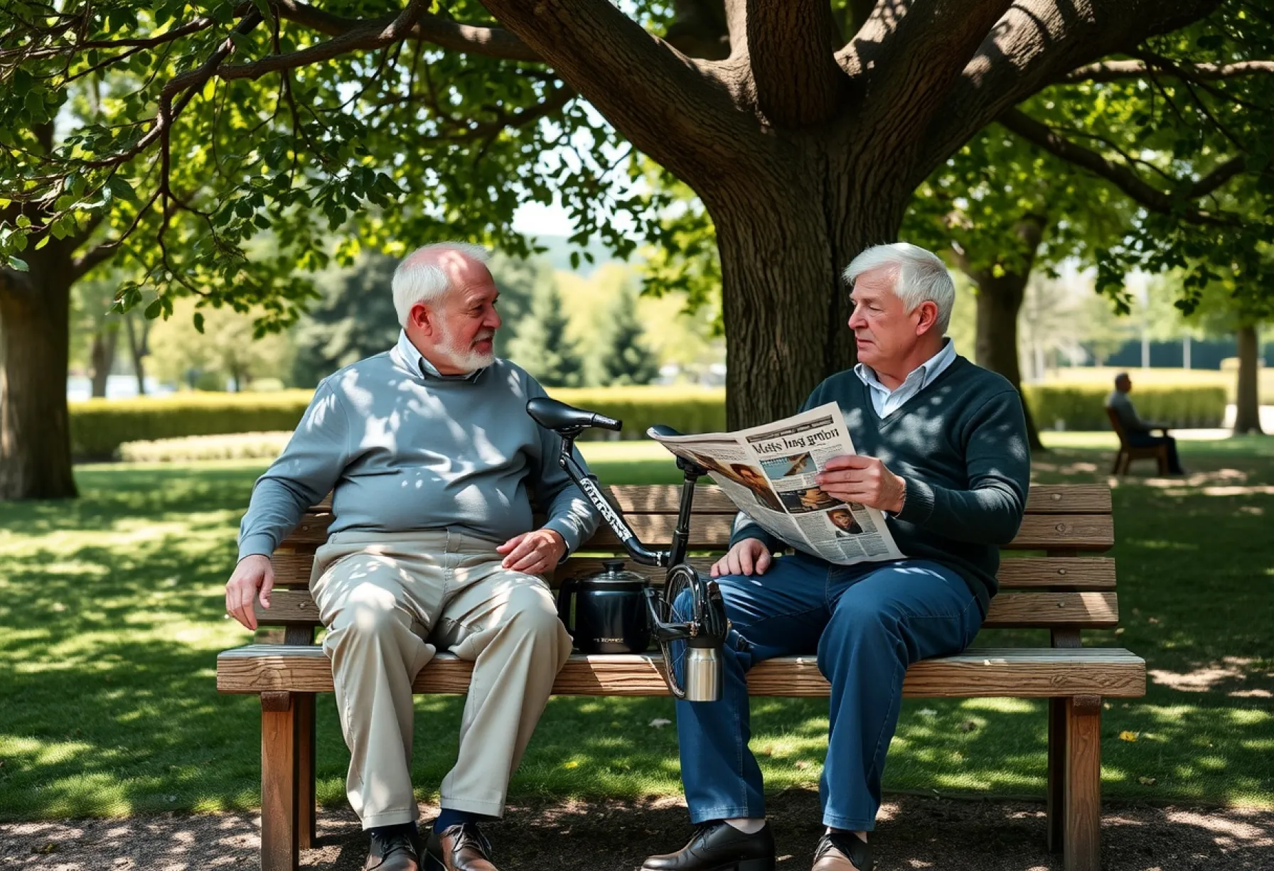 Zwei ältere Herren im Park: Ein Moment der Ruhe und Freundschaft