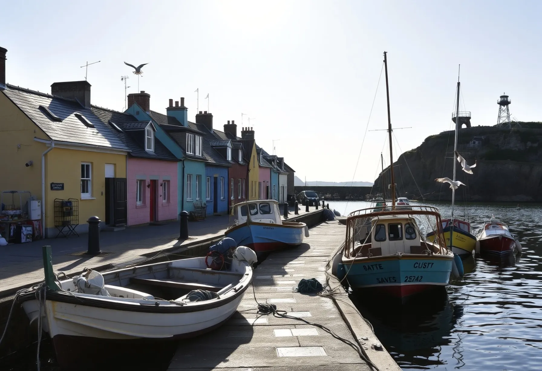 Fischerdorf in der Bretagne: Alltägliche Szenen am Hafen und Leuchtturm