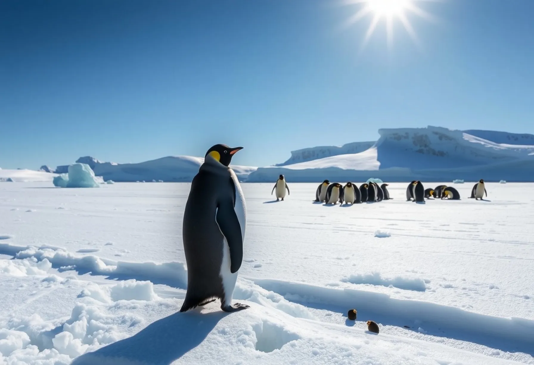 Kaiserpinguin auf Eisscholle im Rossmeer: Eine stille Antarktis-Landschaft