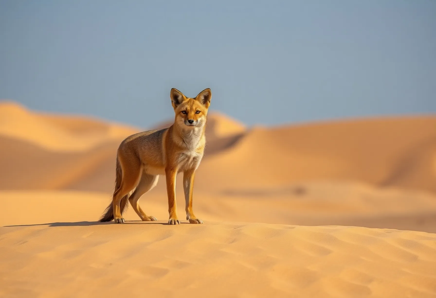 Wüstenfuchs auf Sanddüne in der Rub al-Chali-Wüste: Wachsamkeit in der Stille der Wüste