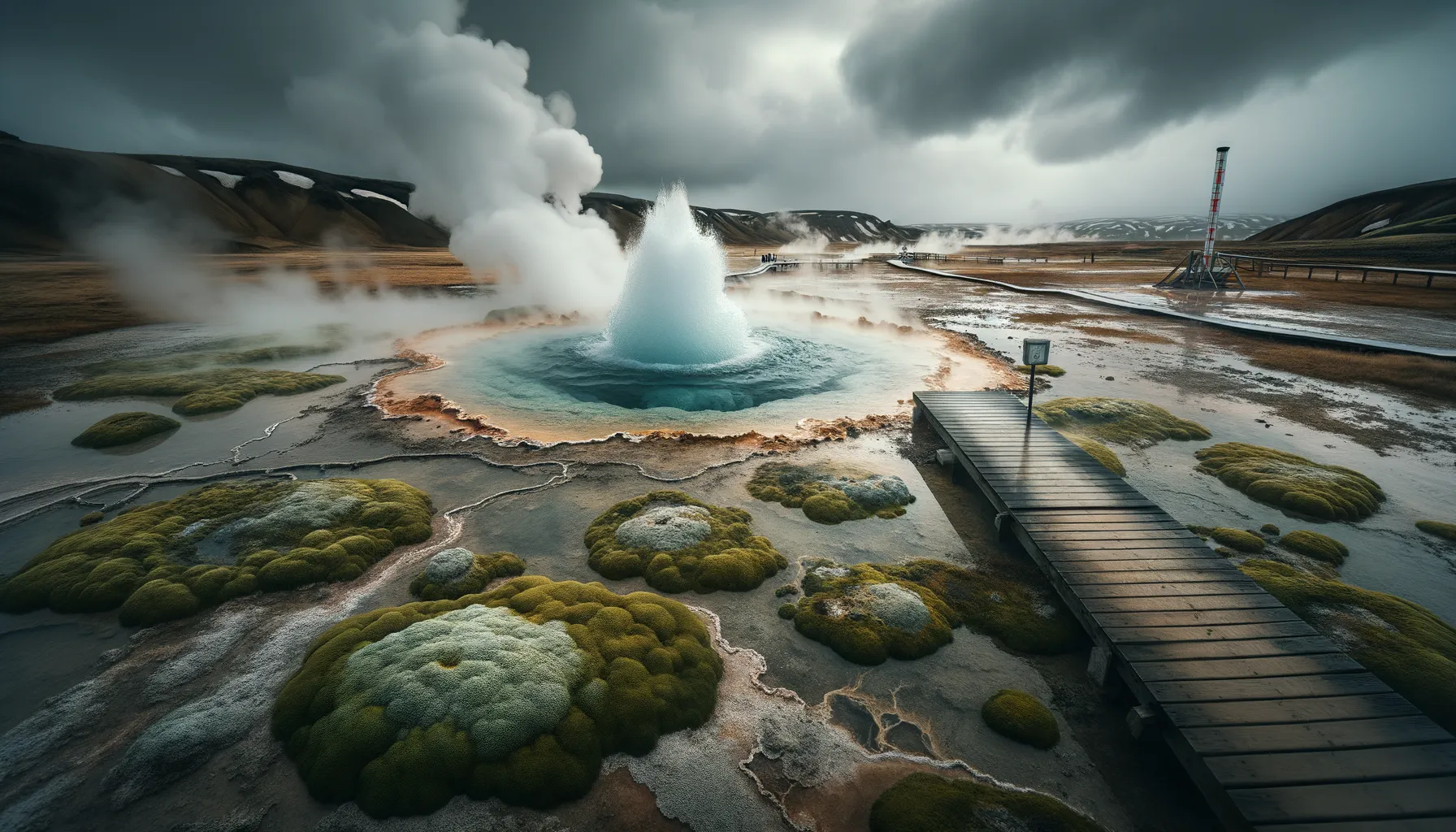 Geothermische Aktivität und Landschaft der Hveravellir-Heißwasserquellen in Island