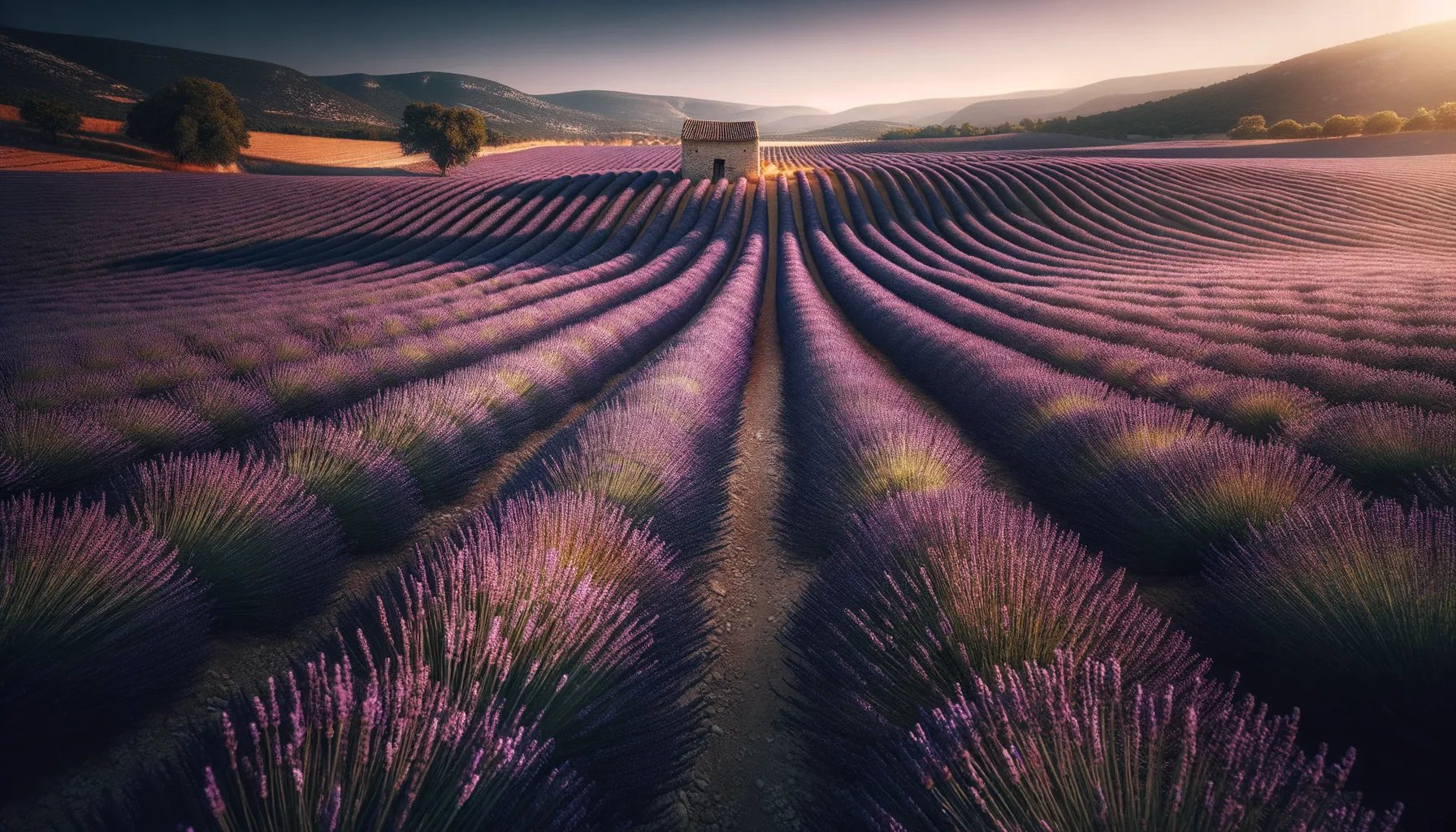 Lavendelfeld in der Provence: Geometrische Muster und traditionelle Landwirtschaft