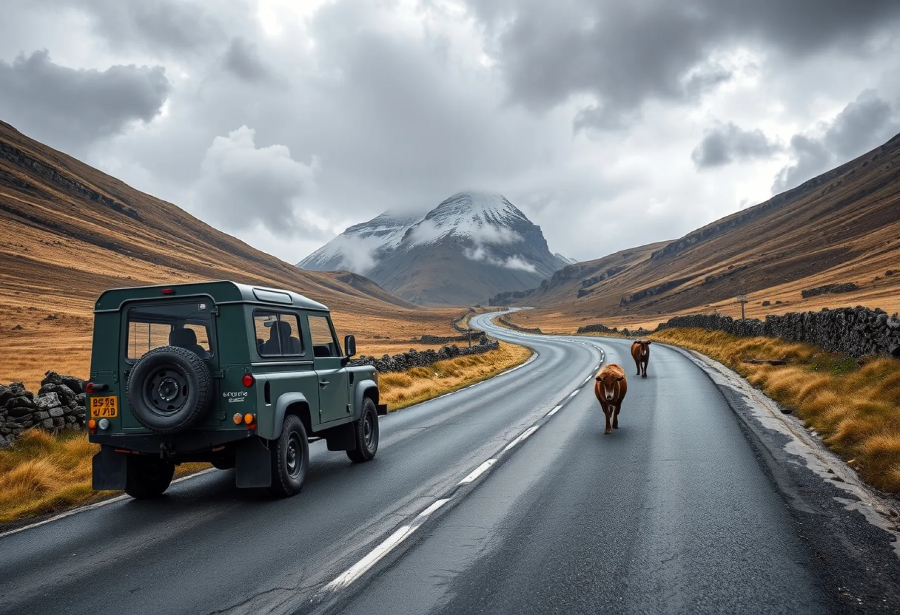 Straße und Landschaft in den schottischen Highlands: Eine Momentaufnahme