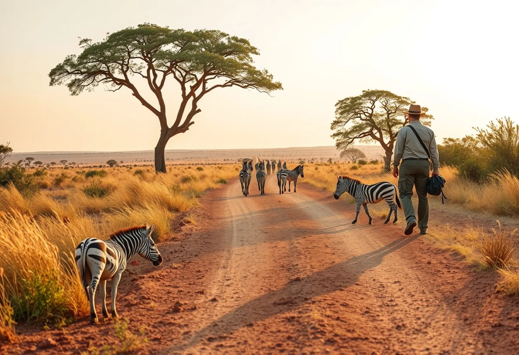 Pfad durch die Savanne: Morgenstimmung in der Serengeti