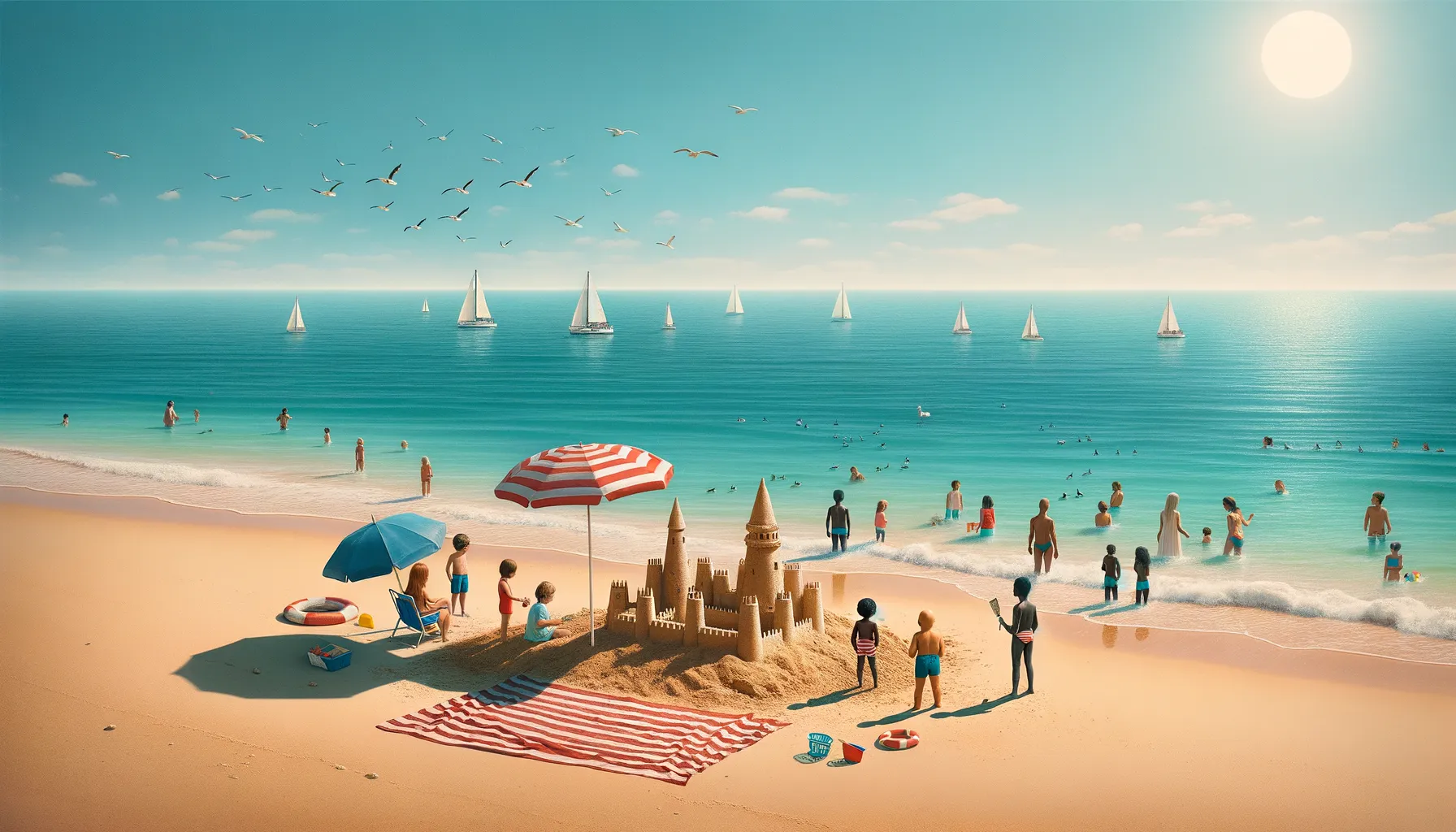 Ein ruhiger Tag am Strand von Algarve, Portugal: Beschreibung der Szenerie und Aktivitäten