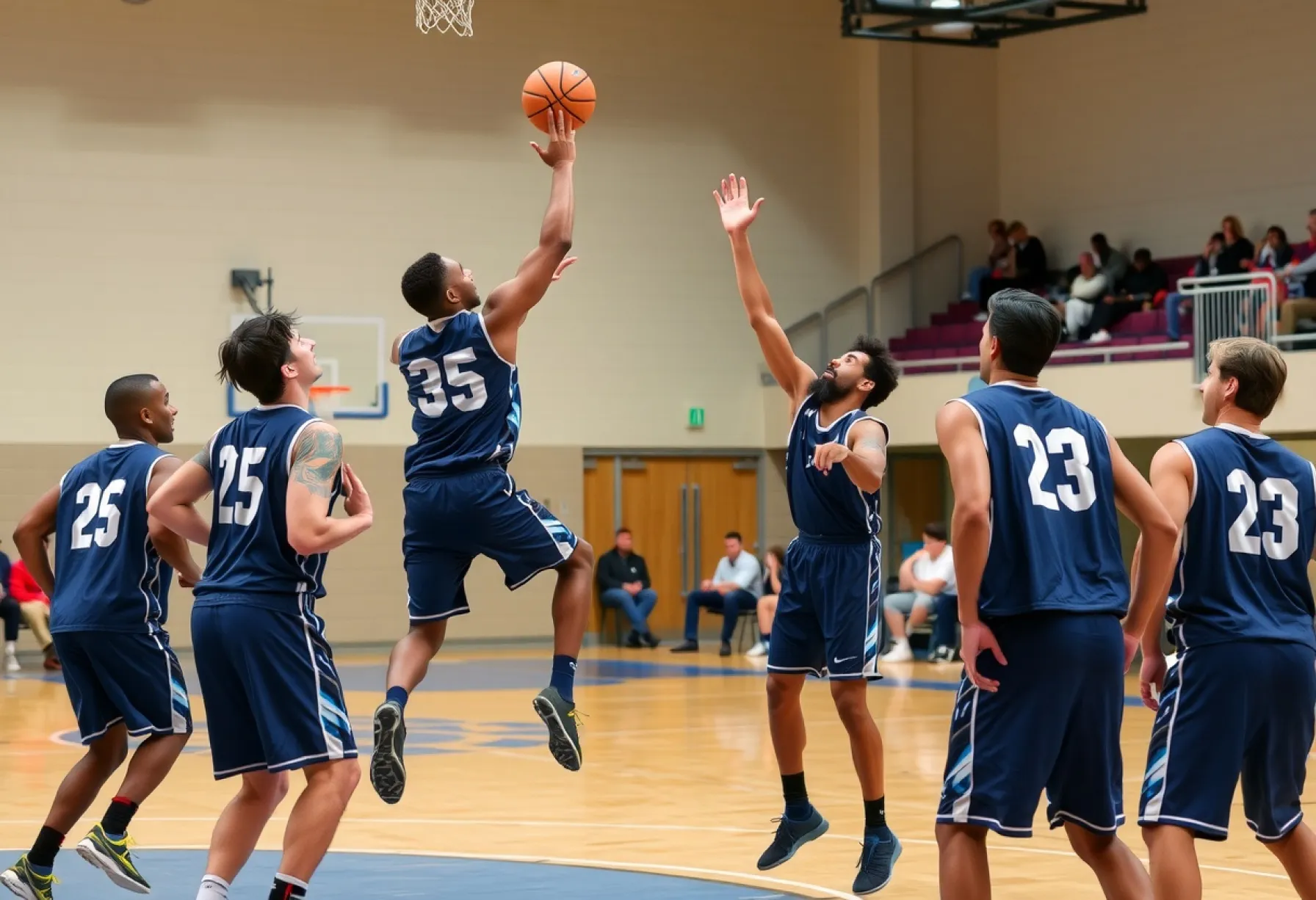 Basketballteam aus New England während eines Trainingsspiels in Aktion