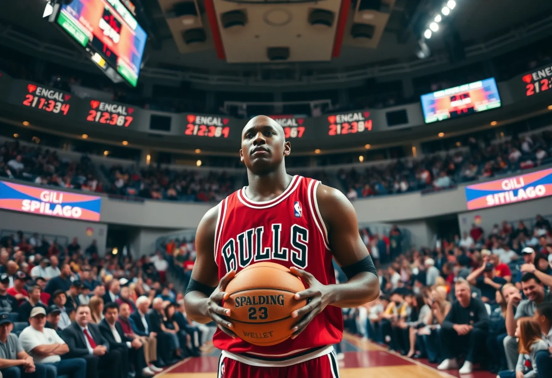 Michael Jordan in Aktion: Ein Moment in der Sporthalle von Chicago