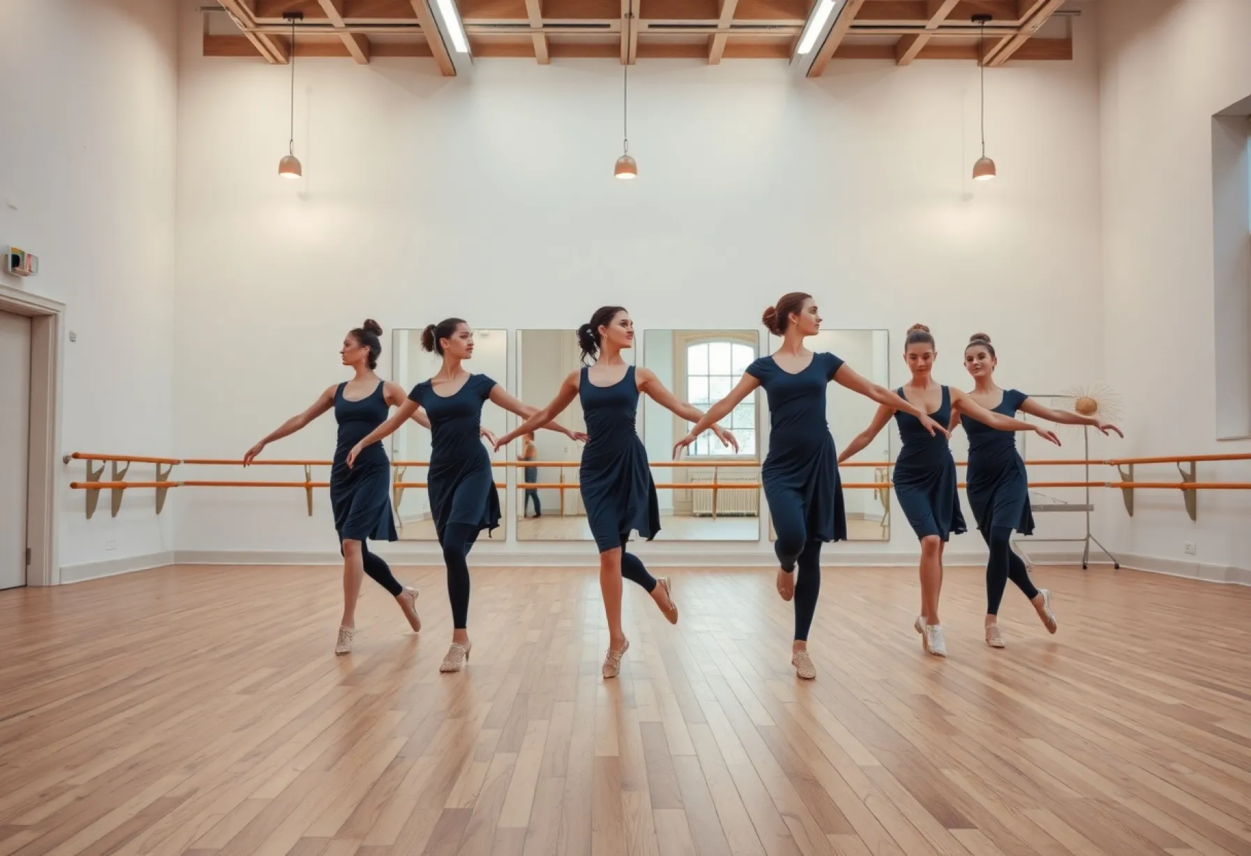 Synchronisierte Tanzchoreografie in einer Turnhalle: Präzision und Ästhetik der Bewegungen