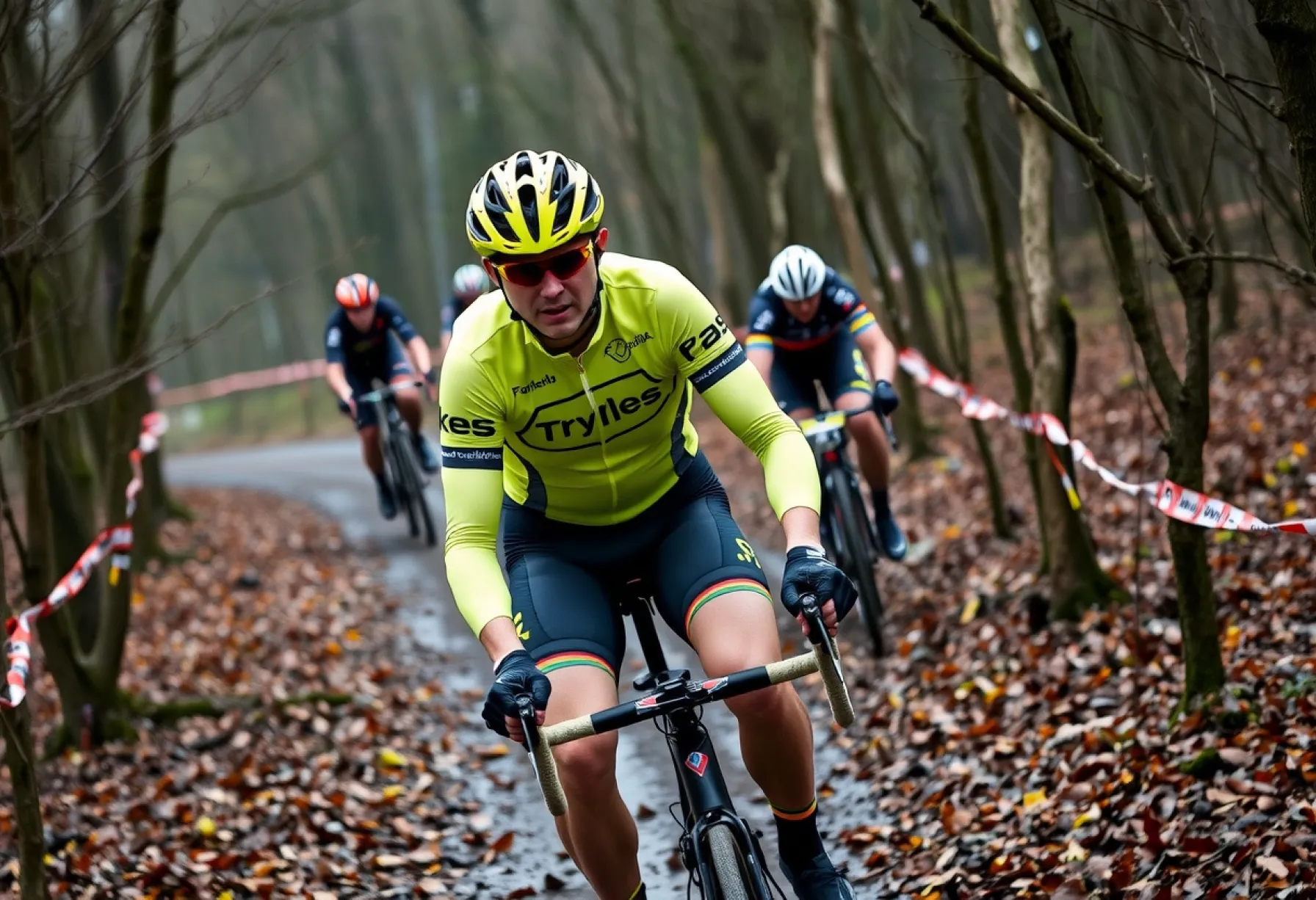 Cyclocross-Rennen in Flandern: Athlet meistert schlammige Bedingungen im Wald