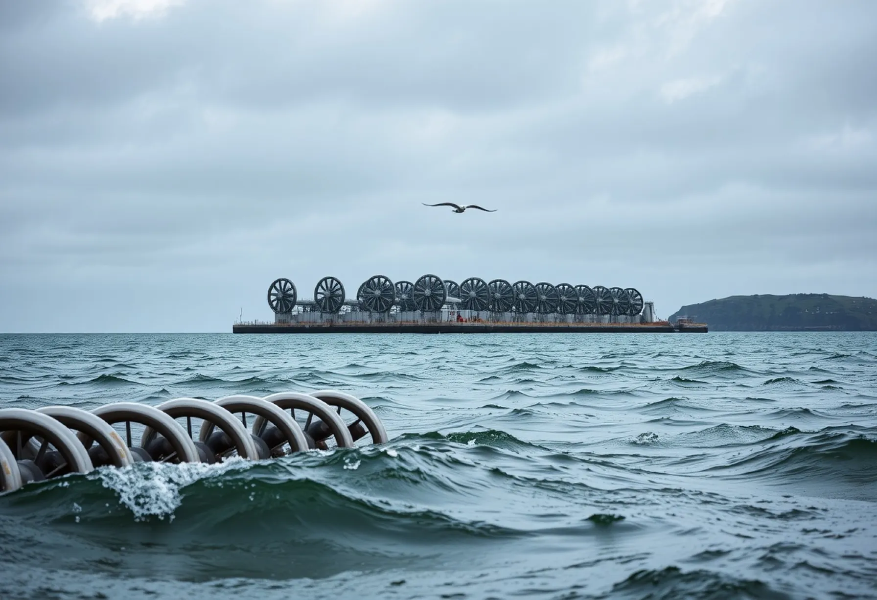 Wellenenergieanlage an der Küste von Cornwall: Umwandlung von Meeresbewegungen in elektrische Energie