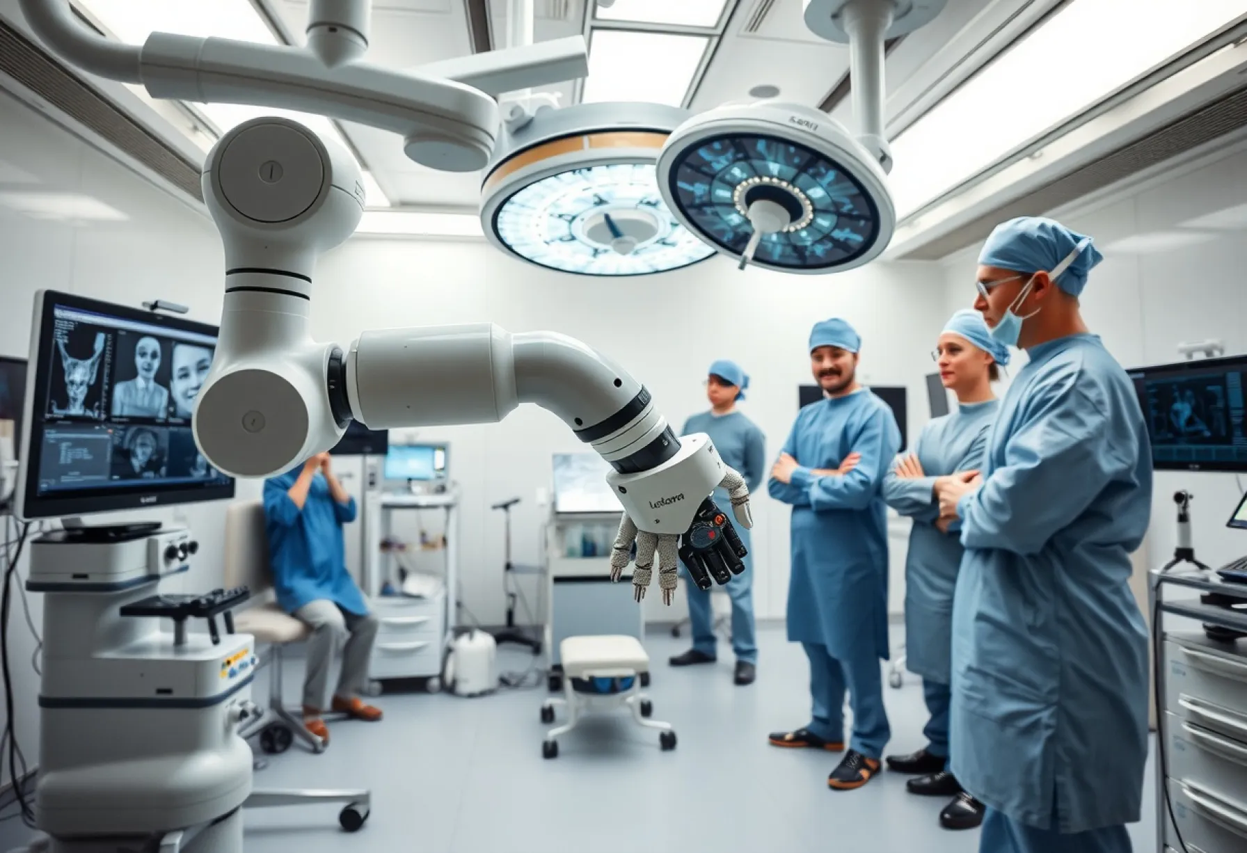 Fortschrittlicher Operationssaal in Tokio: Einsatz eines chirurgischen Roboterarms zur präzisen Patientenversorgung