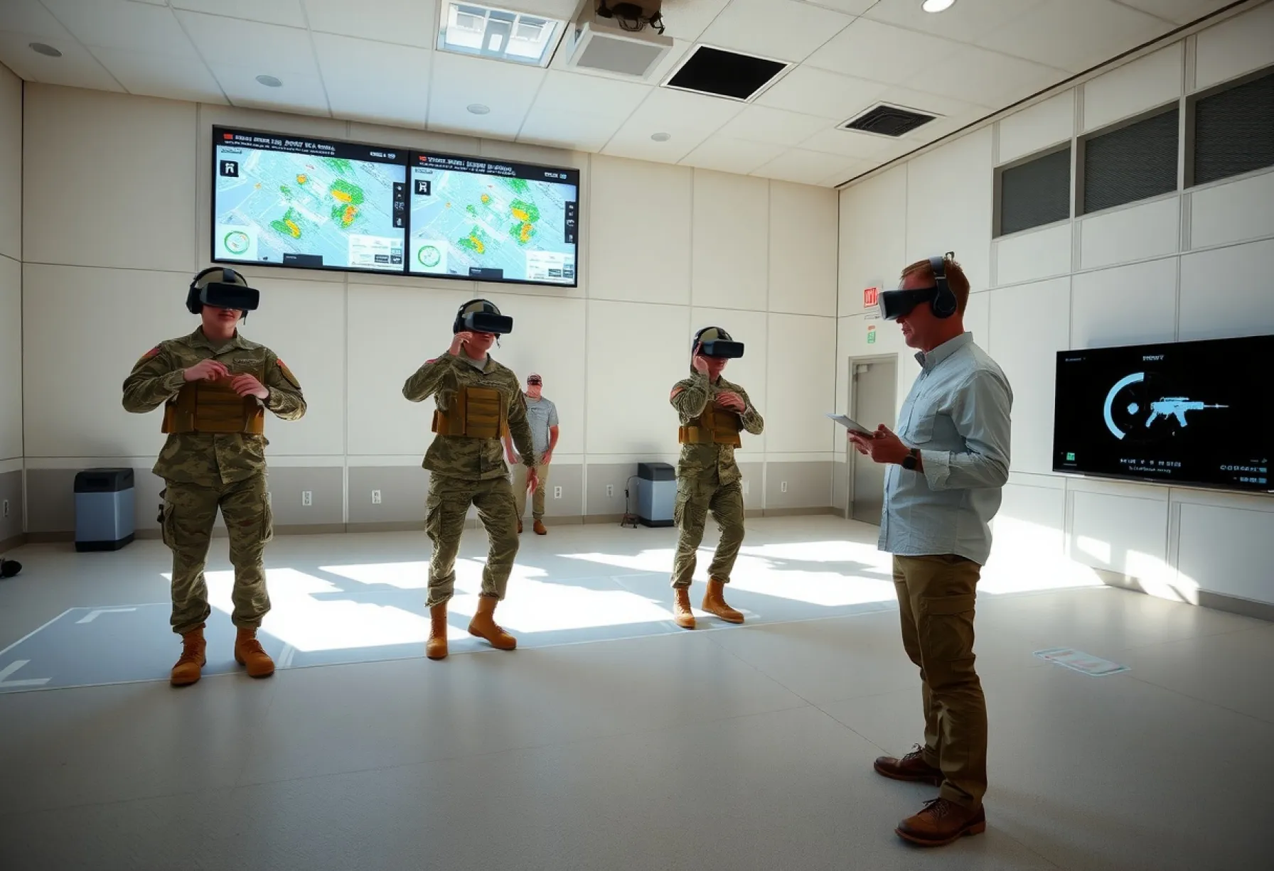 Virtuelle Realität im militärischen Training: Soldaten üben Präzision und Taktik in digitaler Umgebung