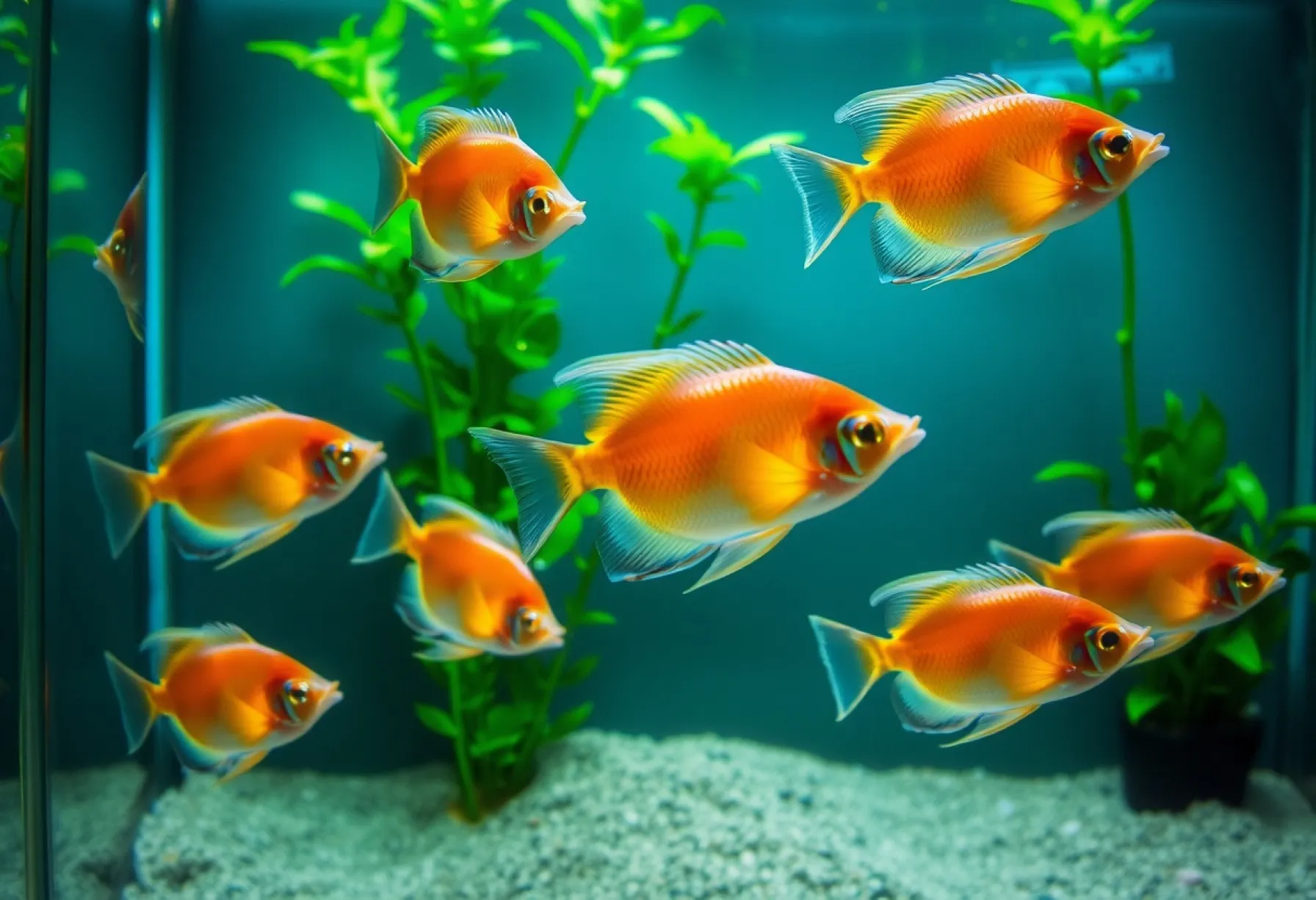 Diskus- und Neonfische in einem gepflegten Aquarium: Eine Beobachtung der Unterwasserwelt