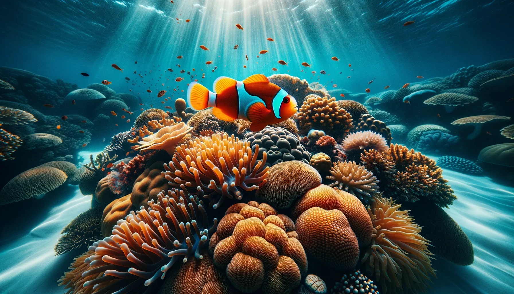 Clownfisch im Great Barrier Reef: Unterwasserwelt mit Korallen und Lichtspielen