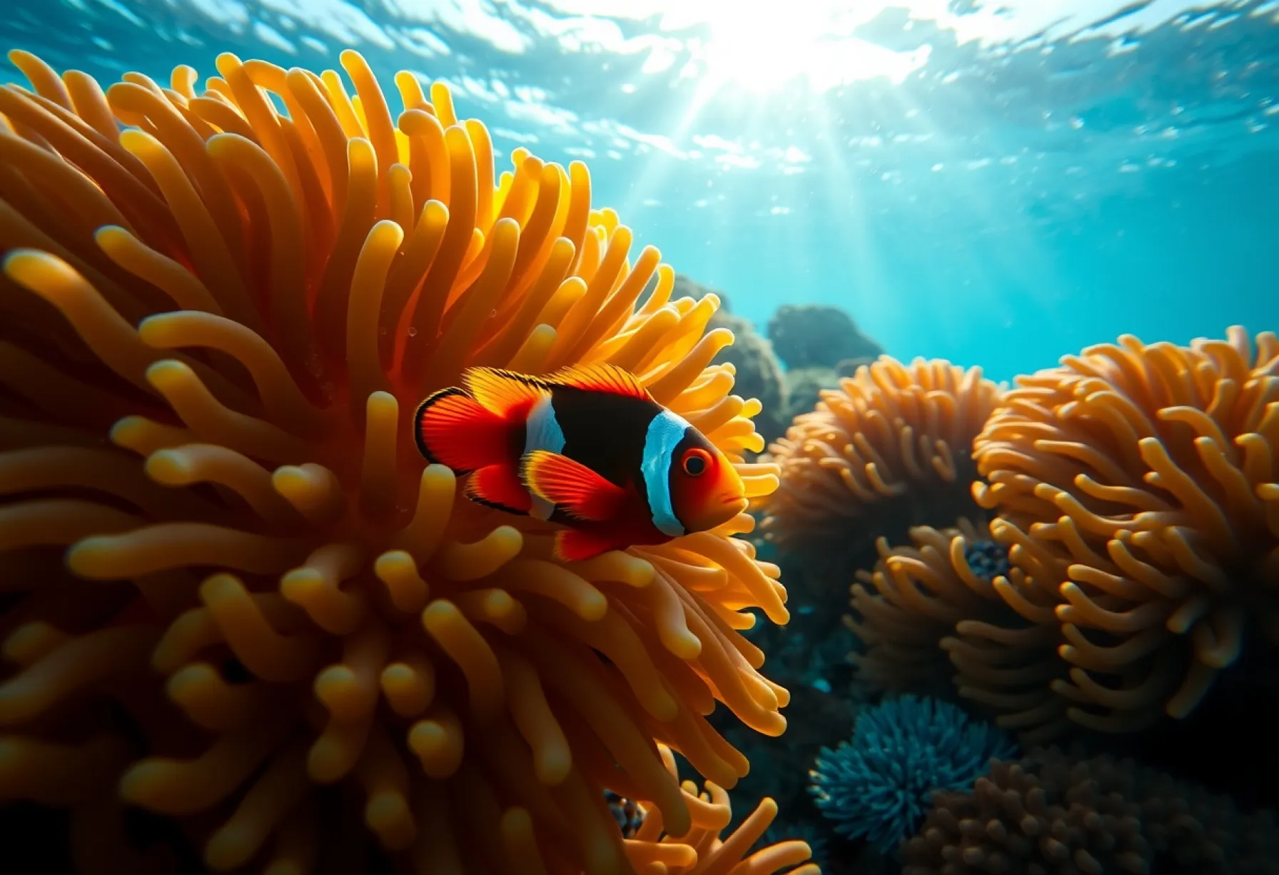 Clownfisch und Anemone im Riff von Raja Ampat: Einblicke in das Unterwasserleben Indonesiens