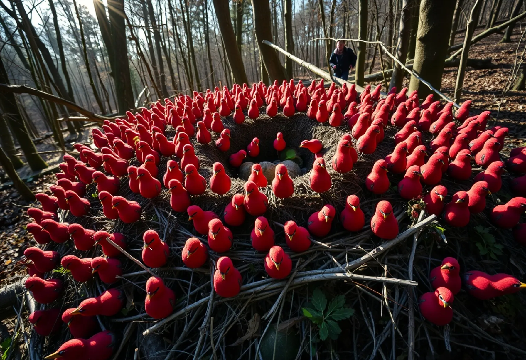 Rote Waldameisen bei der Arbeit im Kiefernwald von Ostpolen: Einblicke in den Nestbau und das Sammelverhalten