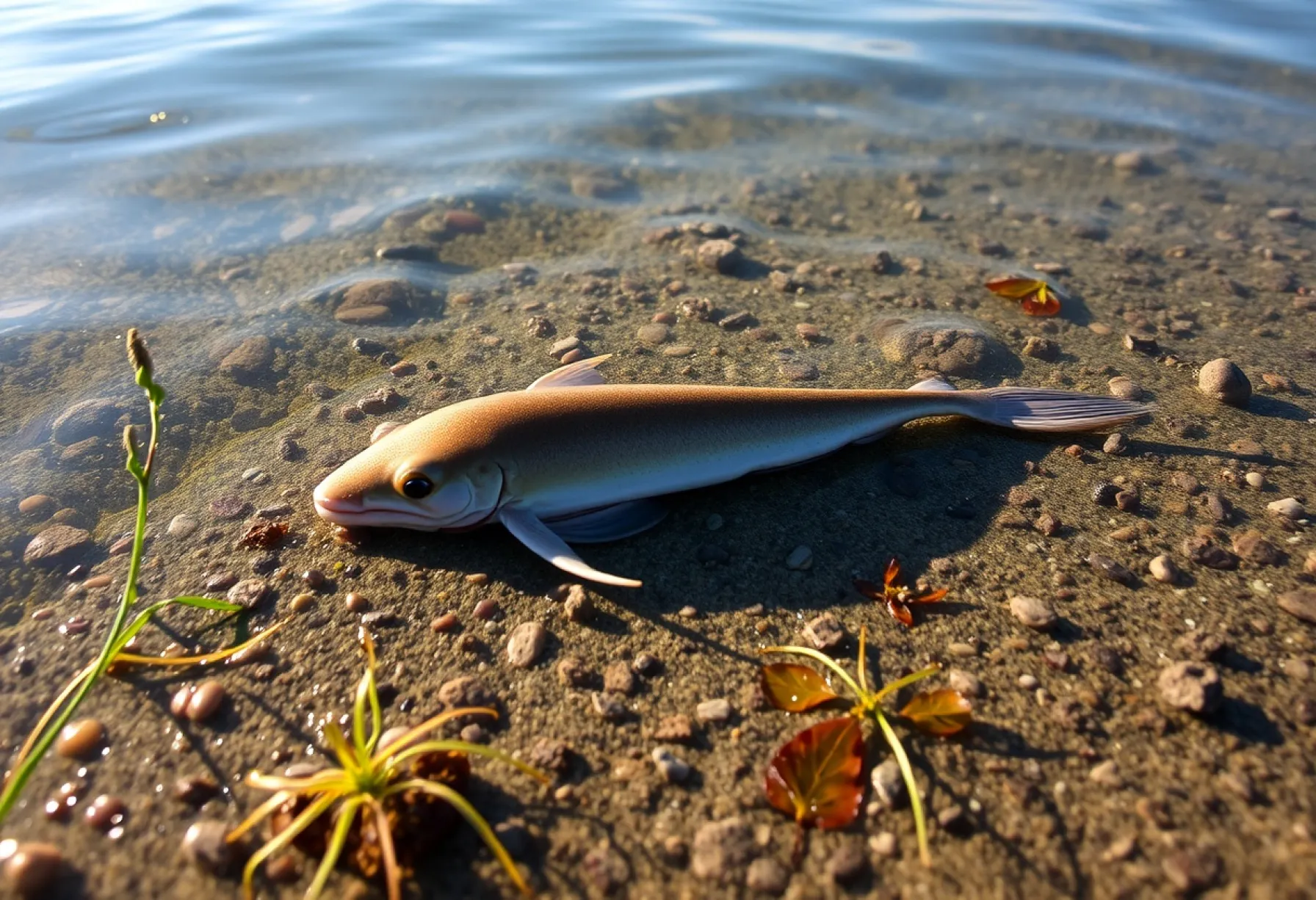 Languste auf felsigem Untergrund in Maine mit Lichtreflexionen im flachen Wasser
