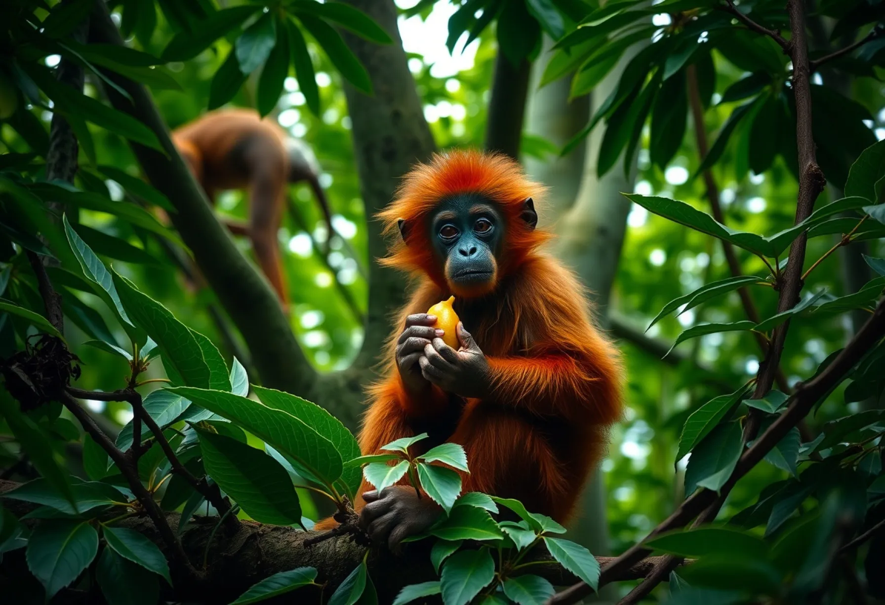 Orang-Utan-Weibchen im Regenwald von Borneo: Einblick in ihr natürliches Habitat
