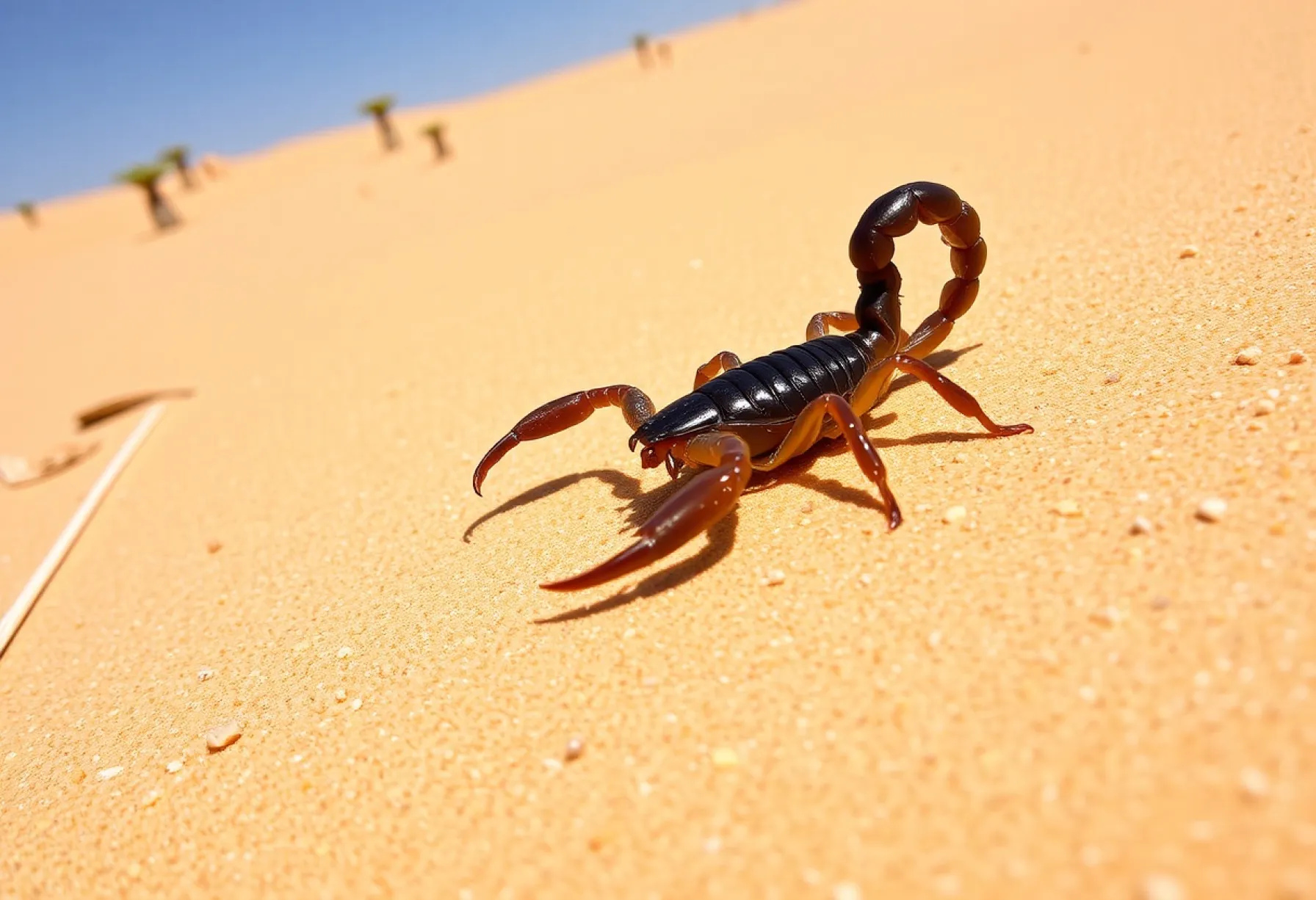 Skorpion der Familie Buthidae in der namibischen Wüste: Beobachtungen einer Wüstenszene