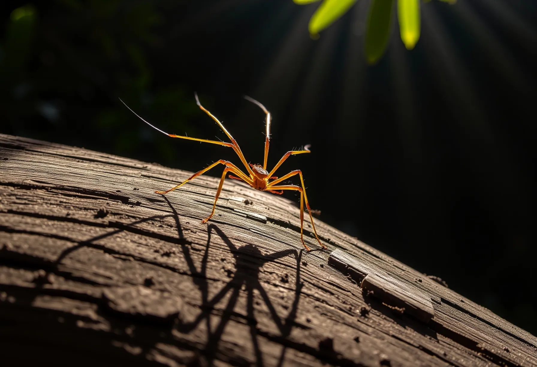 Beobachtung einer Geißelspinne auf einem Baumstamm im Dschungel von Costa Rica