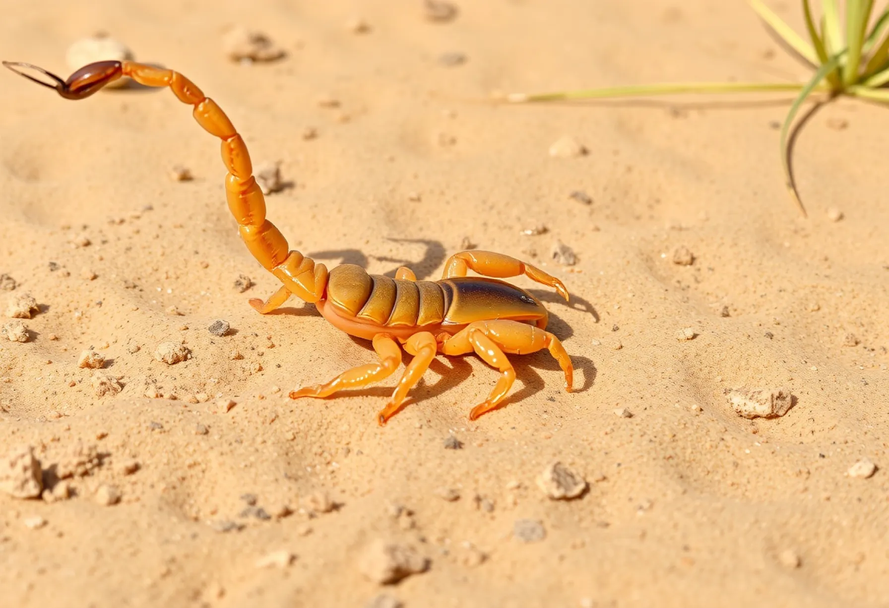 Androctonus australis Skorpion auf sandigem Untergrund in Südmarokko