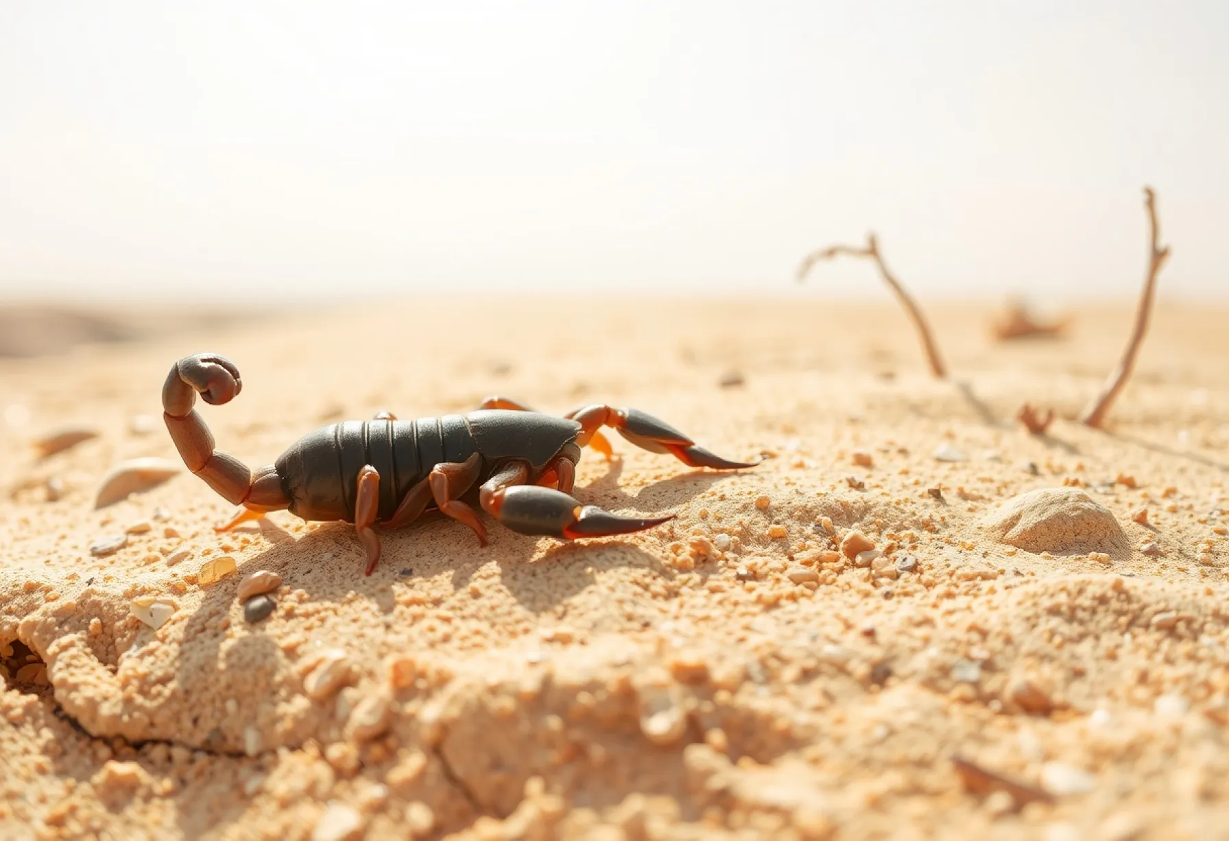 Beobachtung eines Androctonus crassicauda Skorpions in der israelischen Wüste