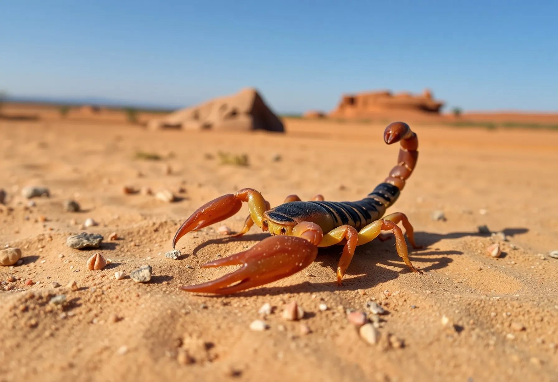 Skorpion in nordafrikanischer Wüstenlandschaft: Verhalten und Umgebung im Detail