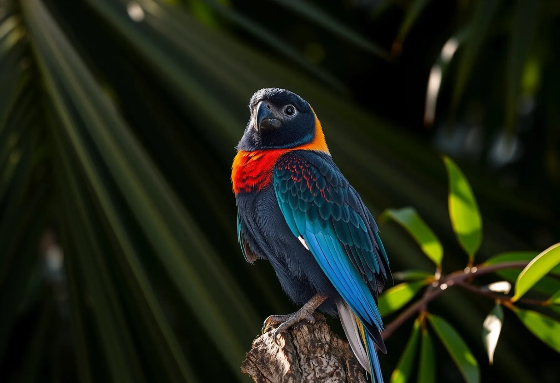 Ara auf Ast im Amazonas-Dschungel: Beschreibung einer natürlichen Szene