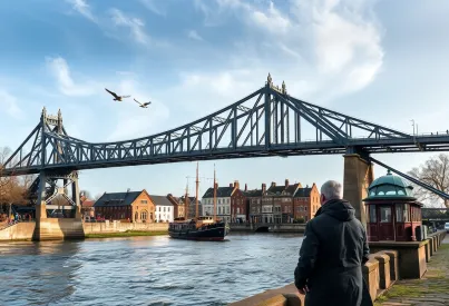 Historische Stahlklappbrücke in britischer Kleinstadt: Architektonisches Erbe des 19. Jahrhunderts