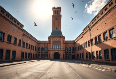Ehemalige Textilfabrik in Manchester: Backsteinarchitektur und Verfall im Industriegebiet