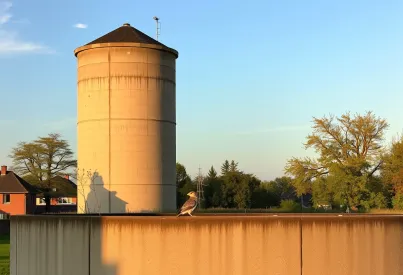 Wasserturm aus den 1930er Jahren in ländlicher Umgebung bei Leipzig