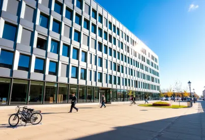 Modernes Bürogebäude in Kopenhagen mit Aluminium- und Glasfassade