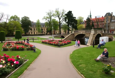 Stadtpark in Prag mit Rosengarten und historischem Ambiente