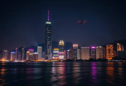 Nächtliche Skyline von Hongkong: Lichter und Reflexionen im Victoria Harbour