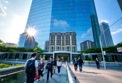 Modernes Hochhaus in Singapur: Architektur aus Glas und Stahl im urbanen Umfeld