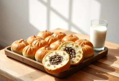 Frisch gebackene Kekse auf Holztisch mit Glas Milch und natürlichem Lichteinfall