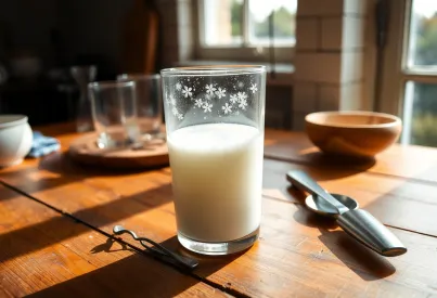 Frisch zubereiteter Kefir auf einem rustikalen Holztisch: Eine Momentaufnahme traditioneller Fermentation